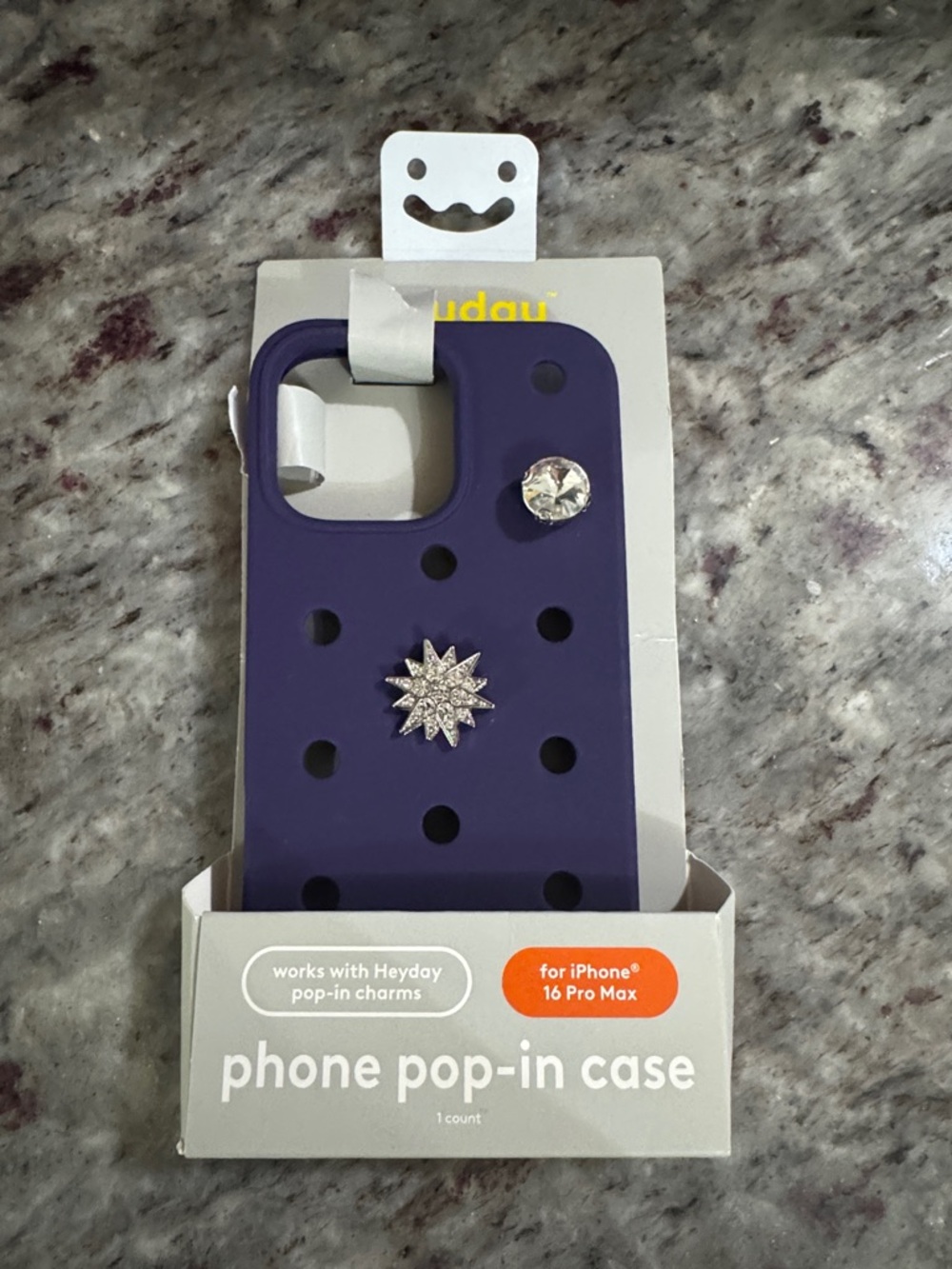 NEW heyday Purple Phone Pop-In Case with Sparkle Charms for iPhone 16 Pro Max